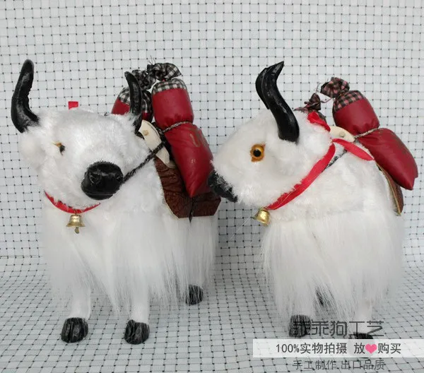 simulation cute white yak 30x15x28cm model polyethylene&furs yak model home decoration props ,model gift d820