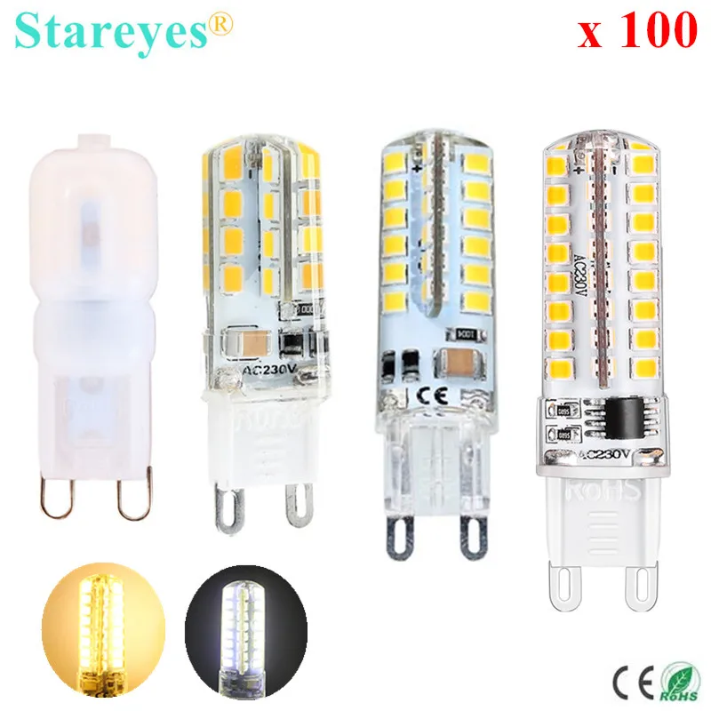 100 Pcs Silicone G9 3W 5W 7W 9W SMD 2835 LED Corn lamp Droplight Chandelier LED candle bulb Pendant light lighting spot light