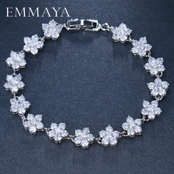 EMMAYA Famous Brand Jewelry AAA Cubic Zircon Stones Five Leaves CZ Flower Connected Bracelets For Women