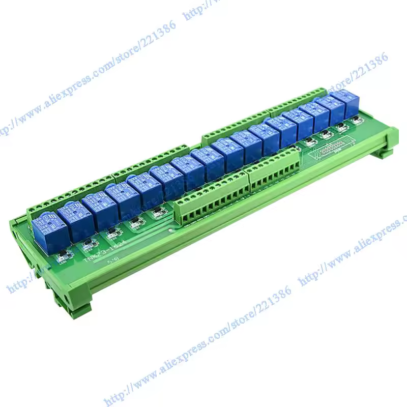 16 ערוצים 5 V 10A SRD-5VDC-SL בלוח מגבר פלט ממסר לוח נהג מודול מודול ממסר מסילת DIN הר-PNP