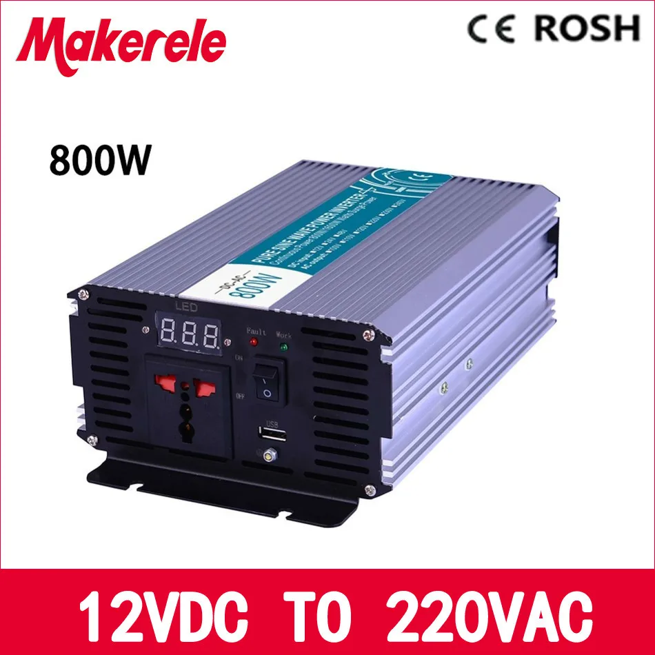 MKP800-122 pure sine wave 800w power inverter 12v to 220v voltage converter,solar inverter LED Display,Full power