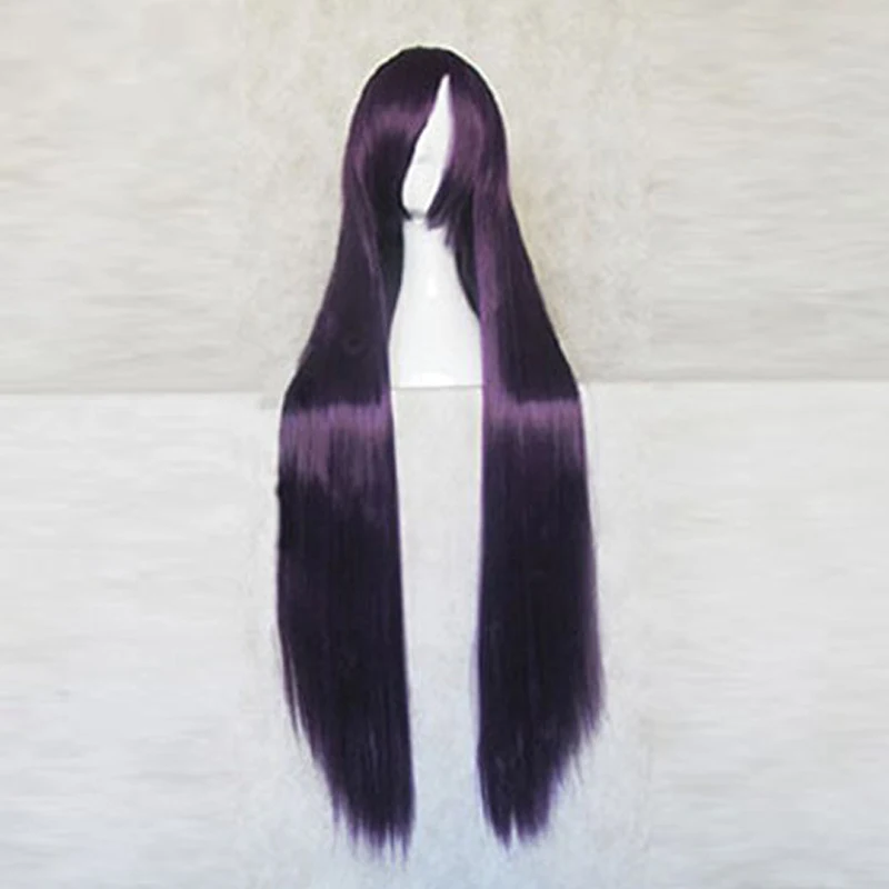 Super Danganronpa 2 Mikan Tsumiki Purple Black 100CM Long Cosplay Costume Wig + Free Wig Cap