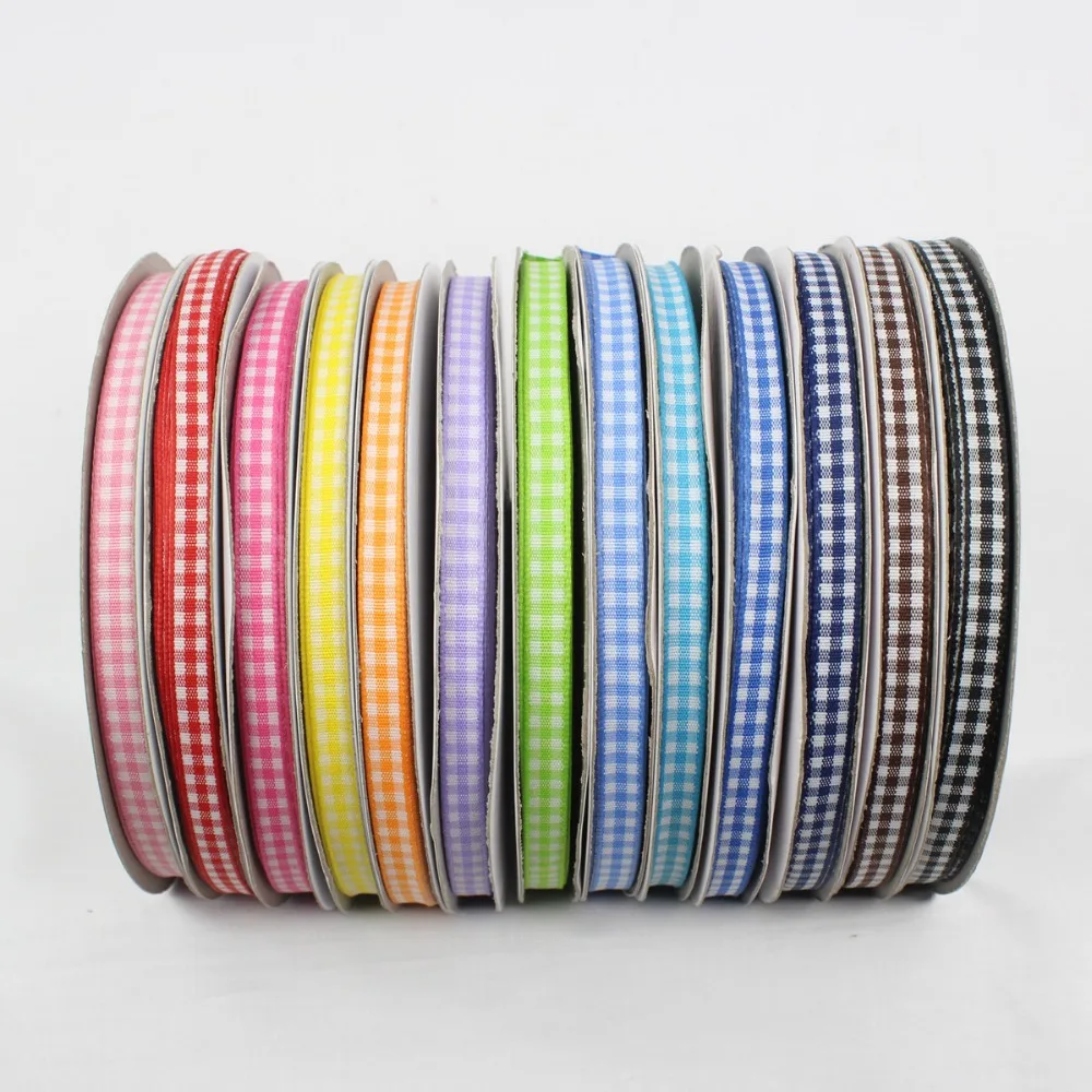 GZ6MM, cotton plaid ribbon 6mm, 50 yards, DIY handmade materials, clothing accessories headdress accessories