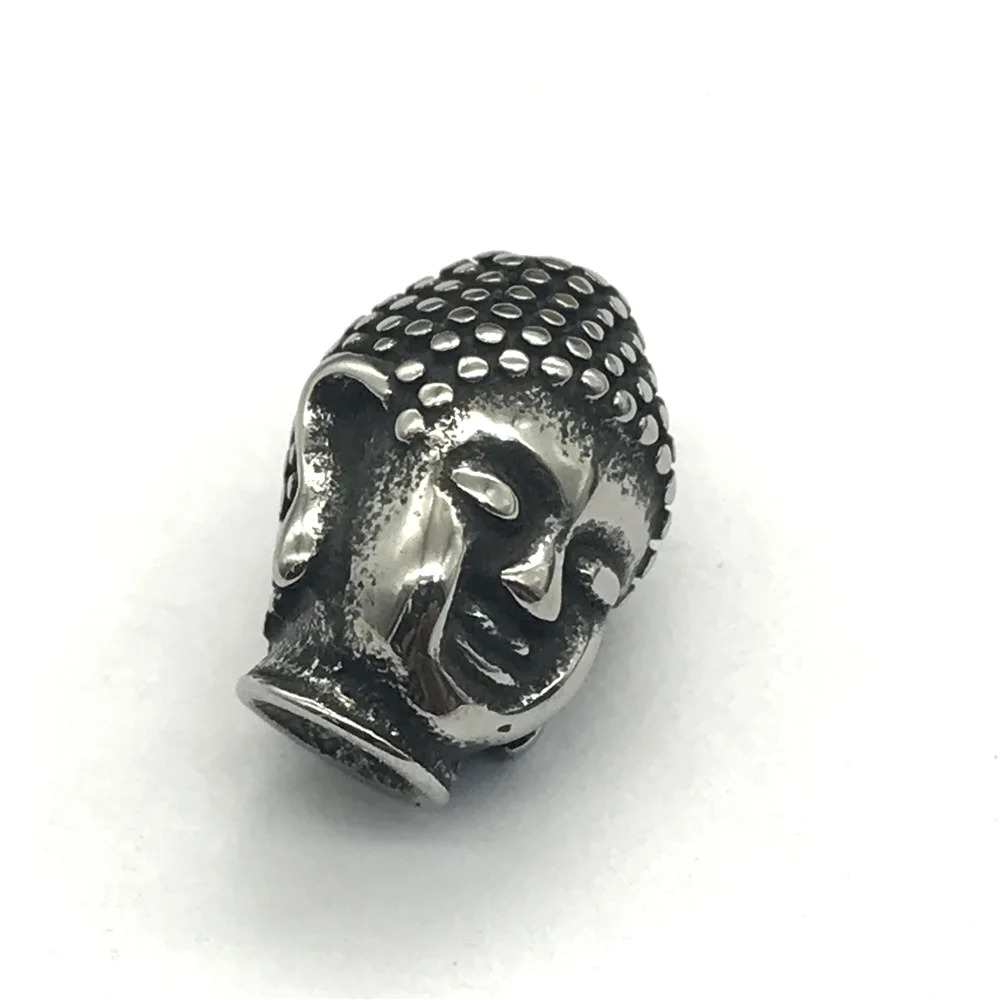 2mm Hole Size 316L Stainless Steel Solid Buddha head Beads Charms Spacer Beads for Jewelry Making Beaded Bracelet