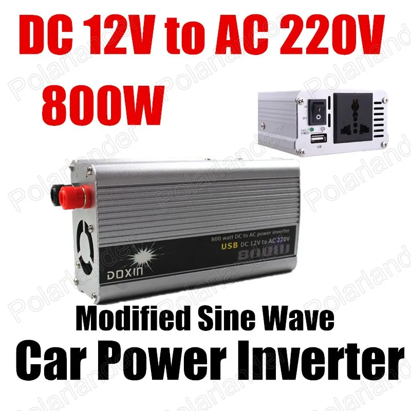 

12V DC to AC 220V Car Auto Power Inverter Converter Adapter 800W Wholesale voltage transformer modifier sine wave