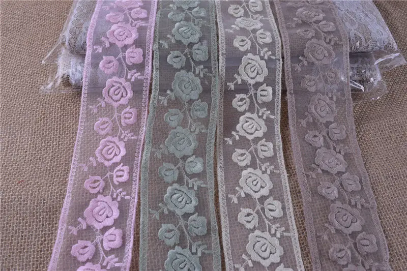 Hot sale delicate embroidered flower tulle lace trim for DIY size:5.5CM sale by yard net lace trimming for garment