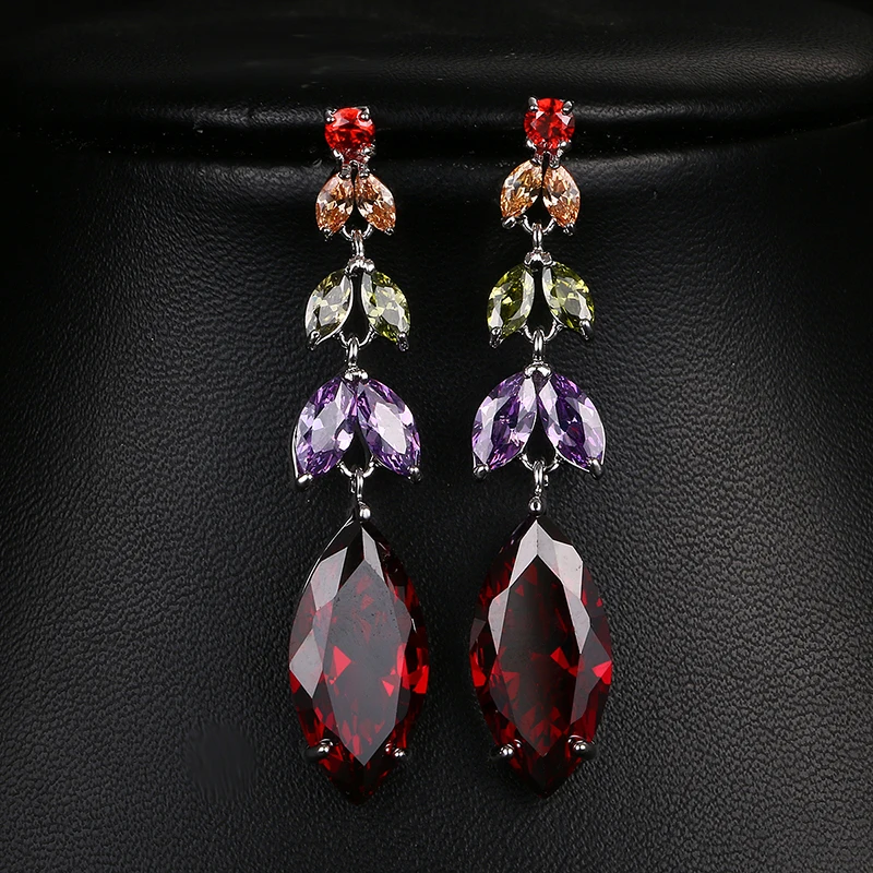 Emmaya Factory Price Colorful Zircon Earrings for Women White Gold Color Crystal Jewelry New Arrive For New Year Gift