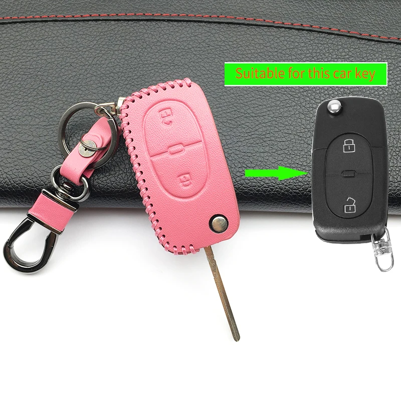 Top layer leather Genuine Leather car key case Car-cover for Audi A2 A3 A4 A6 TT car key bag 2 buttons folding remote Key Shell
