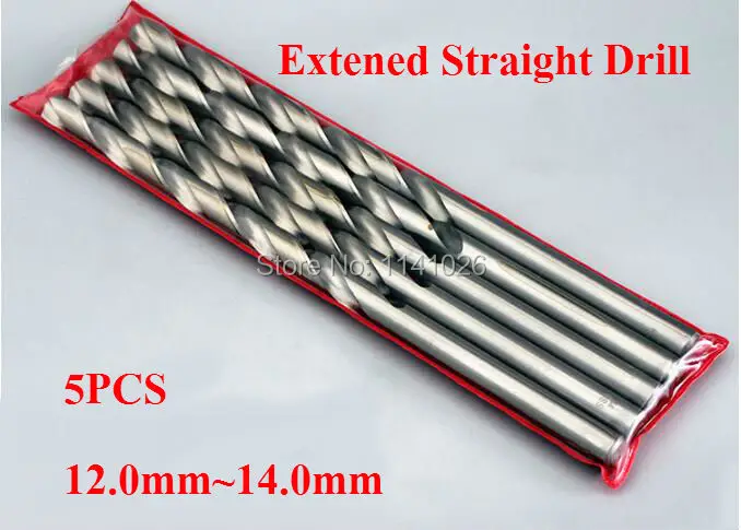 

Free shipping New Brand 5PCS 12.0mm-14.0mm Extra Long High Speed Steel Twist Drill Bit Straigth Shank Auger metal Drilling Bit