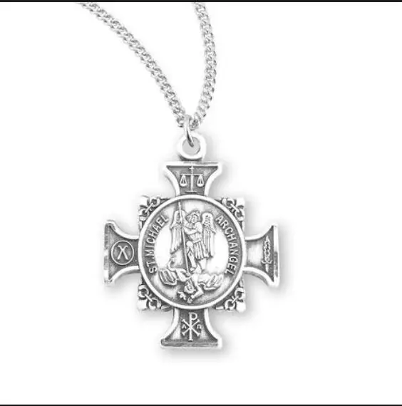 1pcs Cross Shaped St Michael Archangel  necklace