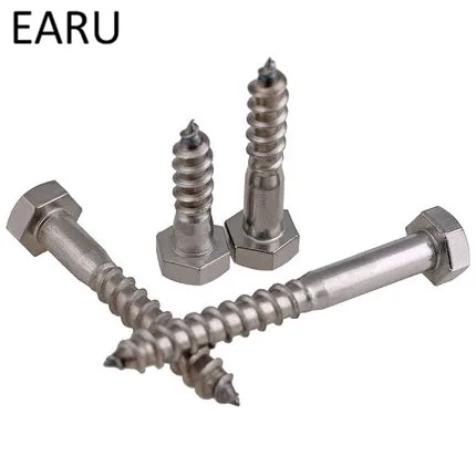 M10*50/60/70/75/80/90/100mm  304 Stainless Steel External Hexagon Hexagonal Hex Socket Head Tapping DIN571 Standard Screw Bolt