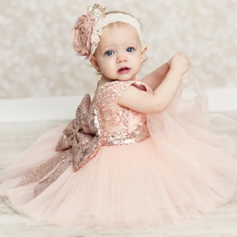 Baby & Young Girls Kids Wedding Flower Girl Dress Princess Party Pageant Formal Dress Back Bow Sleeveless Lace Tulle Dress DS19