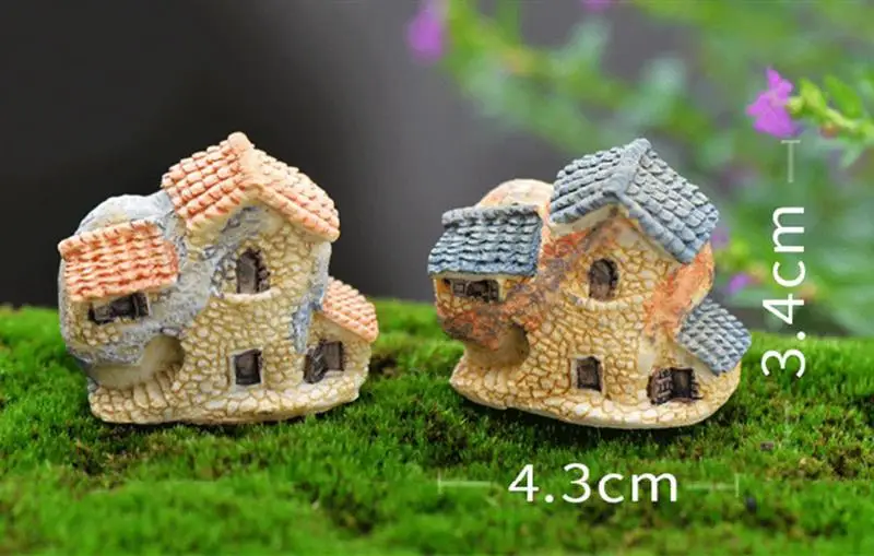 1 Pcs 15 Style Mini Small House Cottages DIY Toys Crafts Figure Moss Terrarium Fairy Garden Ornament Landscape Garden Home Decor