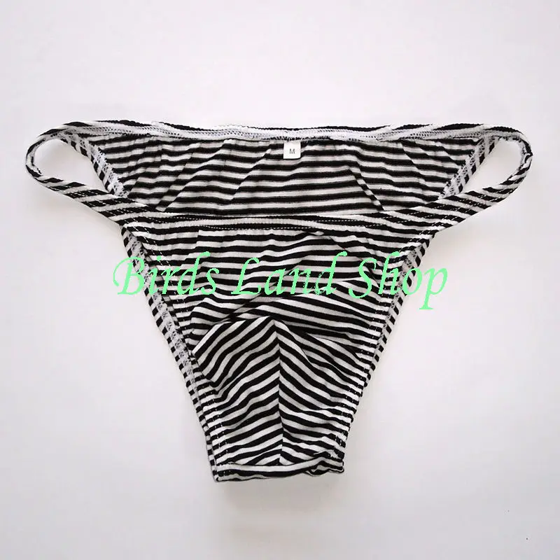 Mens String Bikini Stripe Jersy Poly/Cotton/Spandex G377C Narrow Waist