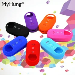 For Fiat 500 Silicone Car Key Case Cover 3 Button Flip Car Key Remote Shell Blank Auto Accessories Car-Styling 1pc