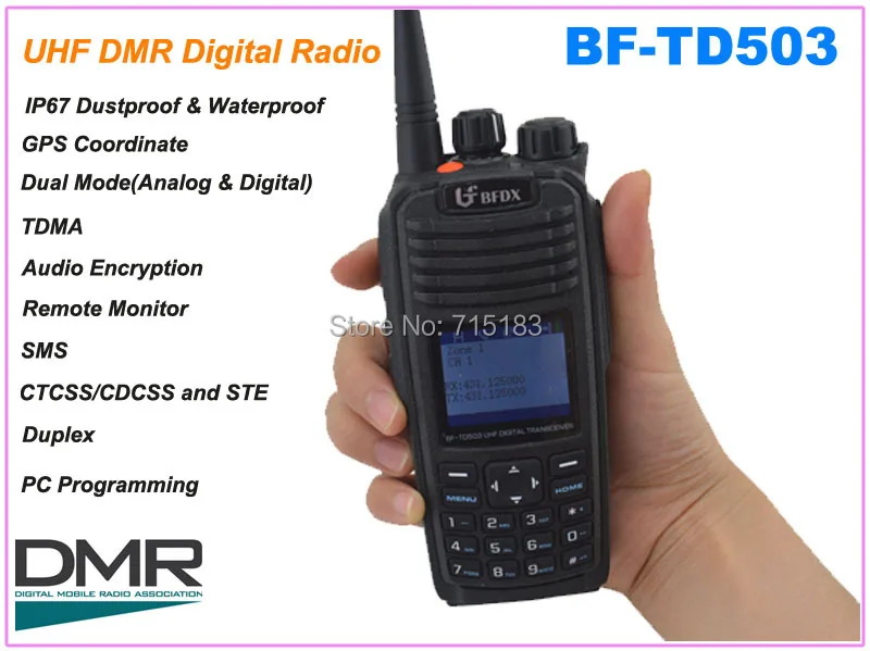 BF-TD503 UHF 400-470MHz DMR Digital Portable Two-way Radio ( Analog&Digital) with GPS Coordinate,IP67 Waterproof dustproof