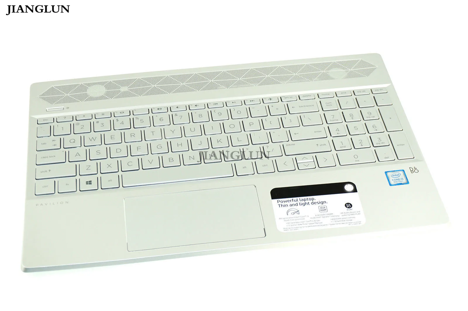 

JIANGLUN Laptop Palmrest Top Case Cover With US Layout Keyboard For HP 15-CS 15-CS0061ST L24752-001 Silver Color