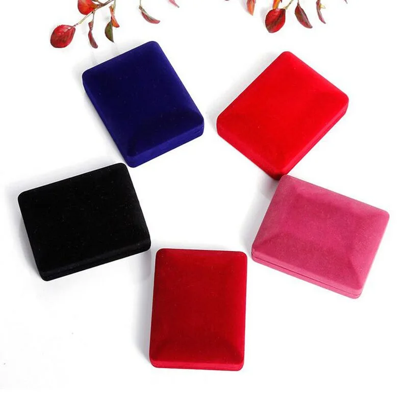 100PCS/Lot Necklace Case Display Jewellery Gift Storage Boxes Black/Red/Pink Velvet Carrying Case Organizer 6*7.8*3.3cm ZA4995vv