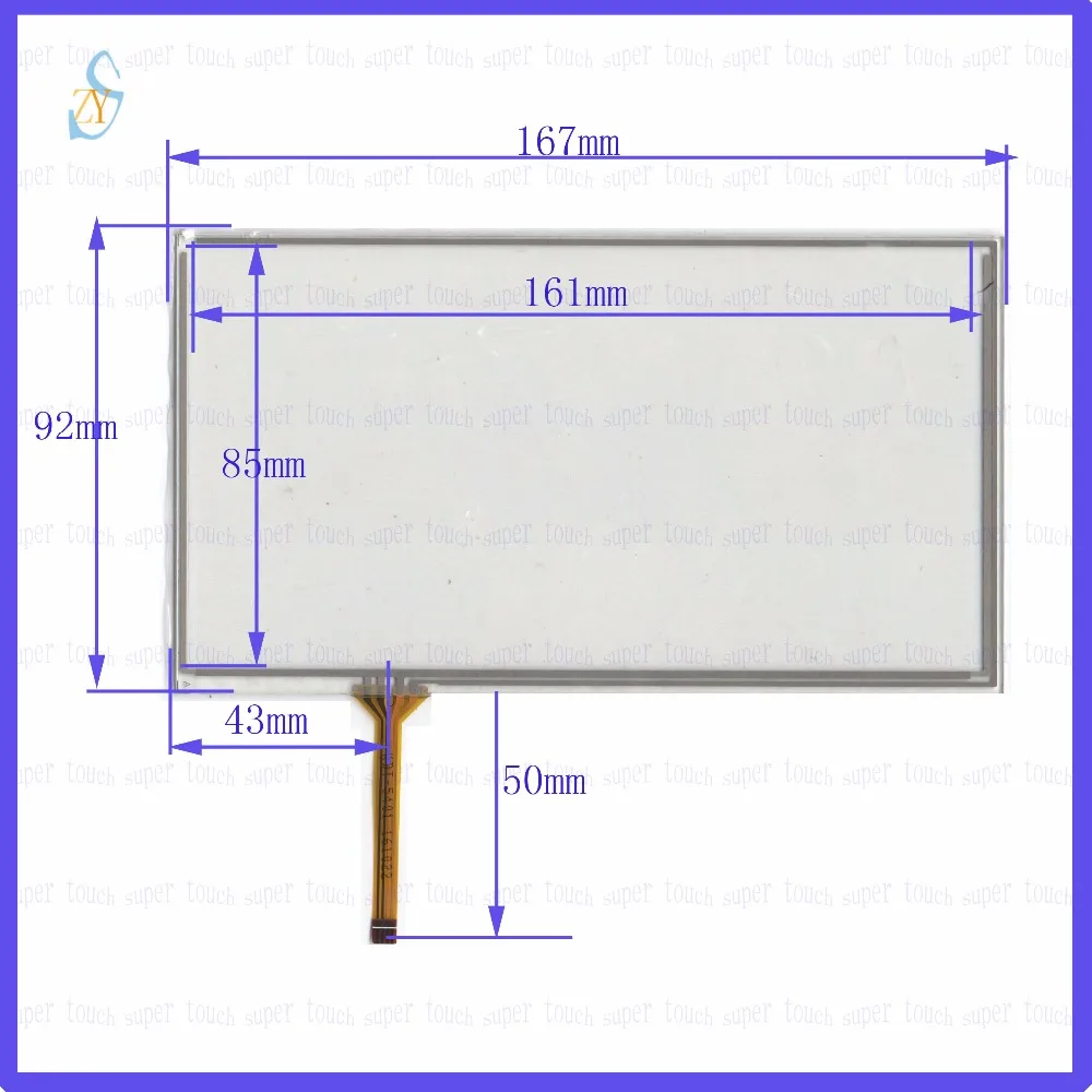 

ZhiYuSun KDT-5401 7inch 4-wire resistive touch panel for Car DVD, 167*92 GPS Navigator screen glass this is compatible