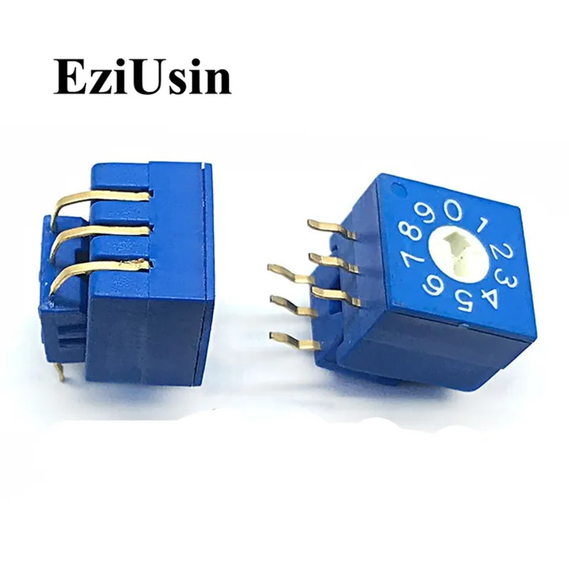 

0-9 10 Rotary Coding Switch DIP Switch 6pins 8421C 0mm Shank 3:3 5.08mm PCB Vertical Switching