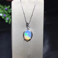 Natural Opal Necklace, Australian mining area, color changing and colorful, 925 silver