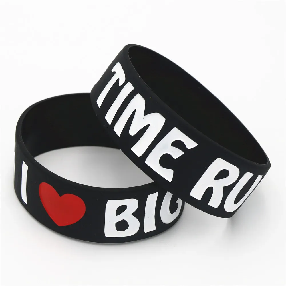 1PC Fashion I Love Big Time Rush Silicone Wristband for Music Fans Black White Red Wide Silicone Bracelets&Bangles Jewelry SH143