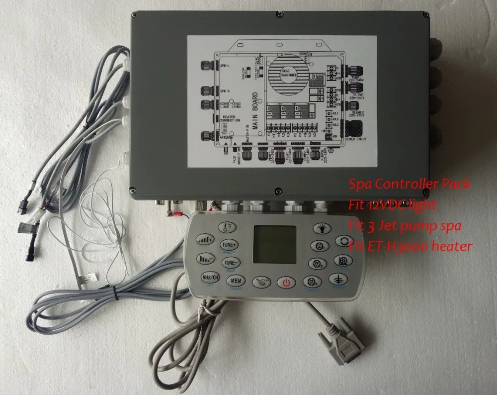 hot tub controller Pack fit JAZZI2-3P Jazzi 3 pump spa + ET-H3000 + 12VDC light