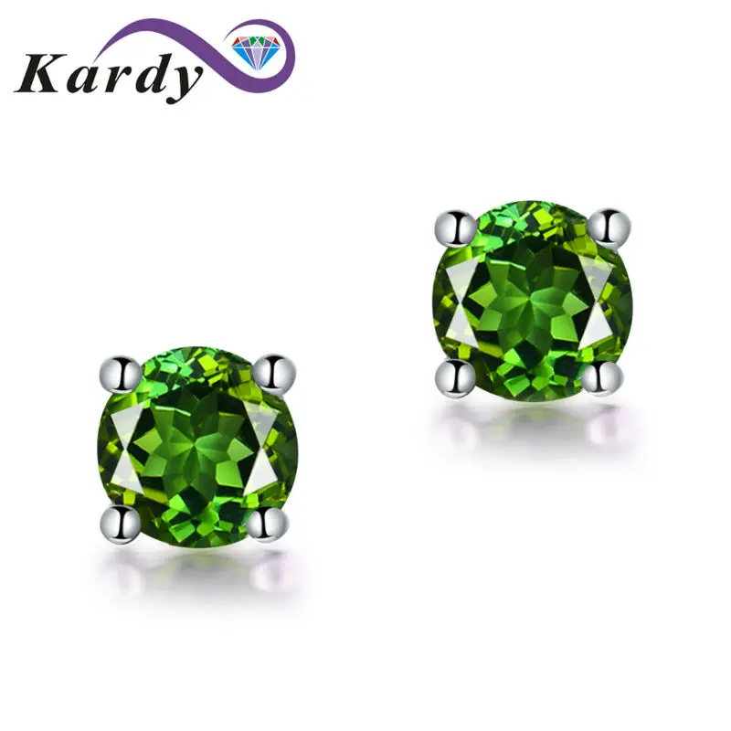 

Fashion Jewelry White Gold 14K Genuine Green Tourmaline Gemstone Real Promise Wedding Engagement Stud Earring Sets