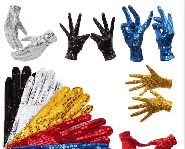 1 Pair Michael Jackson Sequined gloves Evening Party Costume Gloves dance at the kindergarten\'s Kids Gloves 10 colors