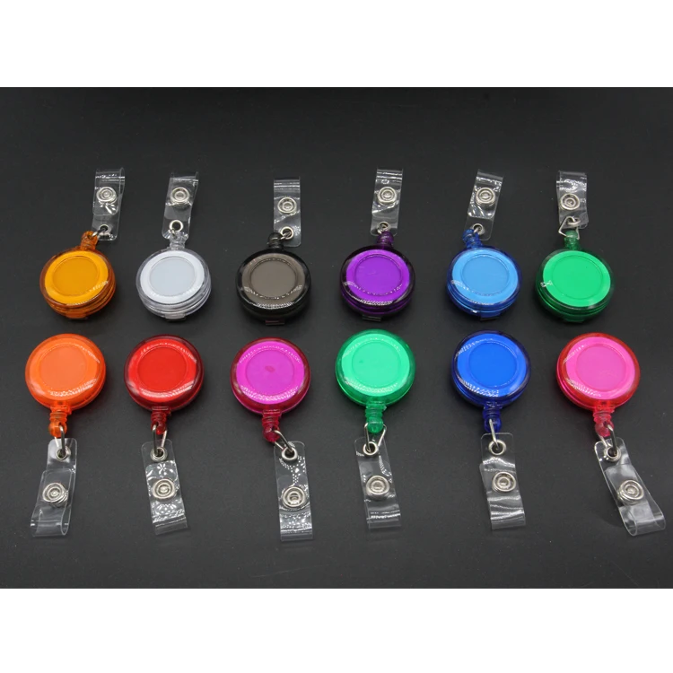 

20pcs/lot Solid Color ID Badge Holder Retractable Badge Reel Different Color Badge Reel With Lanyard