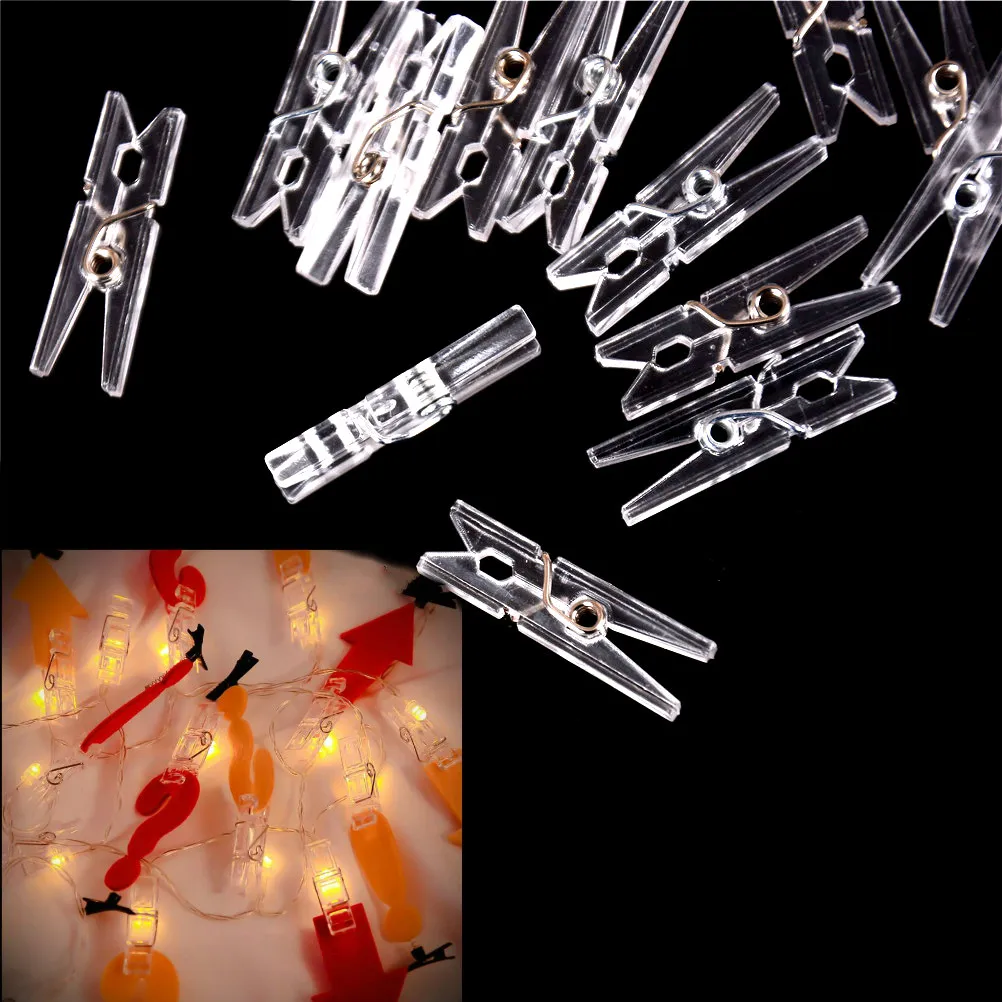 20 pz 25m Mini primavera trasparente trasparente clip vestiti foto carta Peg Pin vestiti pin clip artigianali decorazione della casa del partito