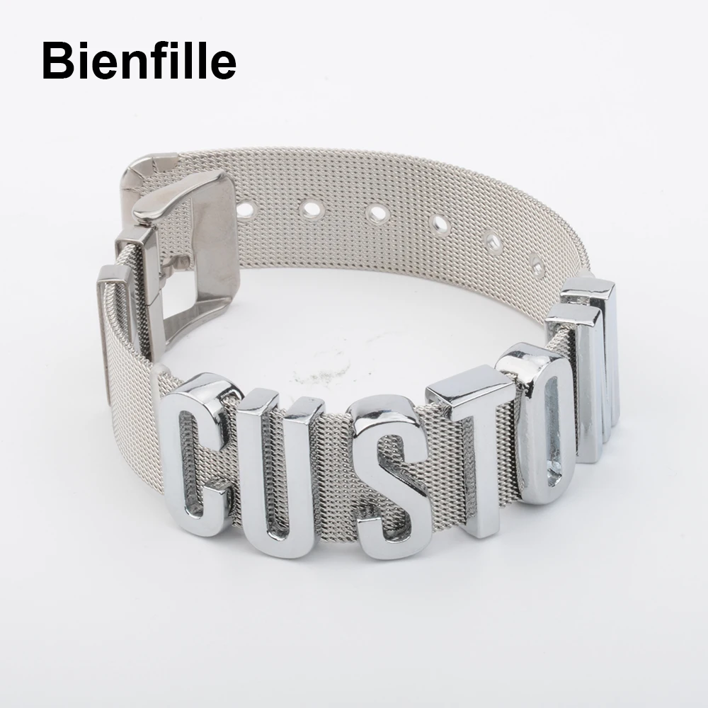 Customized Words Stainless Steel Men Bracelet 100% Handmade Fashion Girlfriend Gift Choose Name Jewelry For Women Accessories