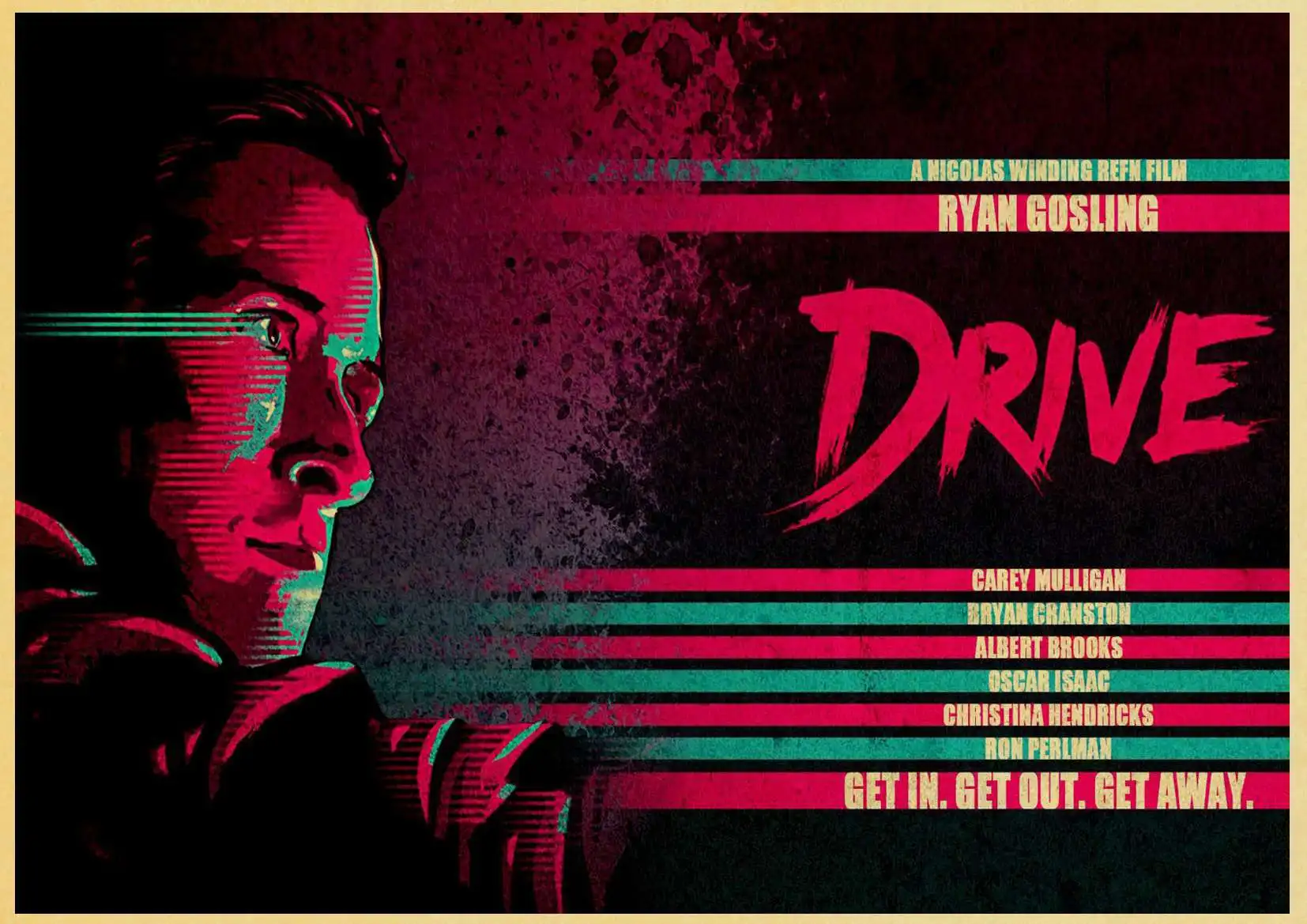 Ryan Gosling Classic Movie Drive Poster Vintage Wall Poster Home Room Study Wall Decor Kraft Paper Wall Pictire/Painting