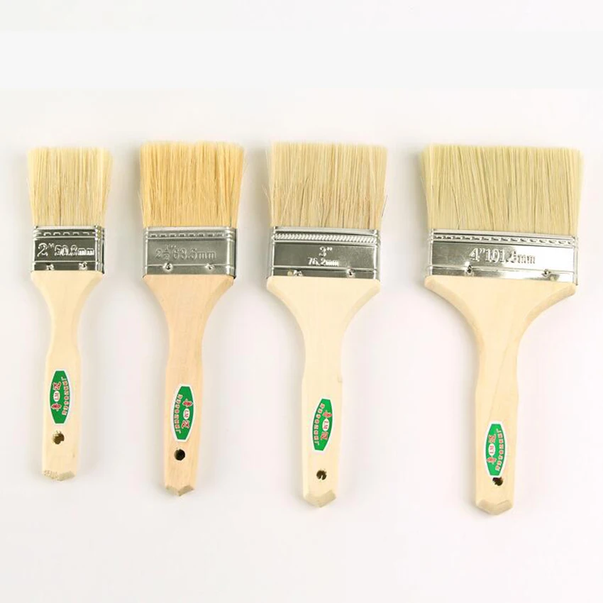 4pcs/Set High quality nylon Mao Banshua oil painting brush, BBQ brush for painting Easy To Clean wooden Thicken cleaning brush