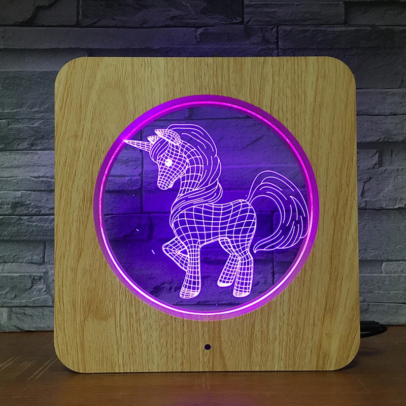 Kids Colors Birthday Gift Pony Unicorn 3D LED Plastic Night Light DIY Customized Lamp Table Lamp Home Decor DropShipping 2366