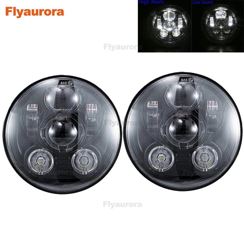 

For jeep Wrangler JK 2pcs 7 inch Round 45w Hi/Lo LED Headlight Car Led Headlight 7inch Off road for Land Rover Defender TJ LJ