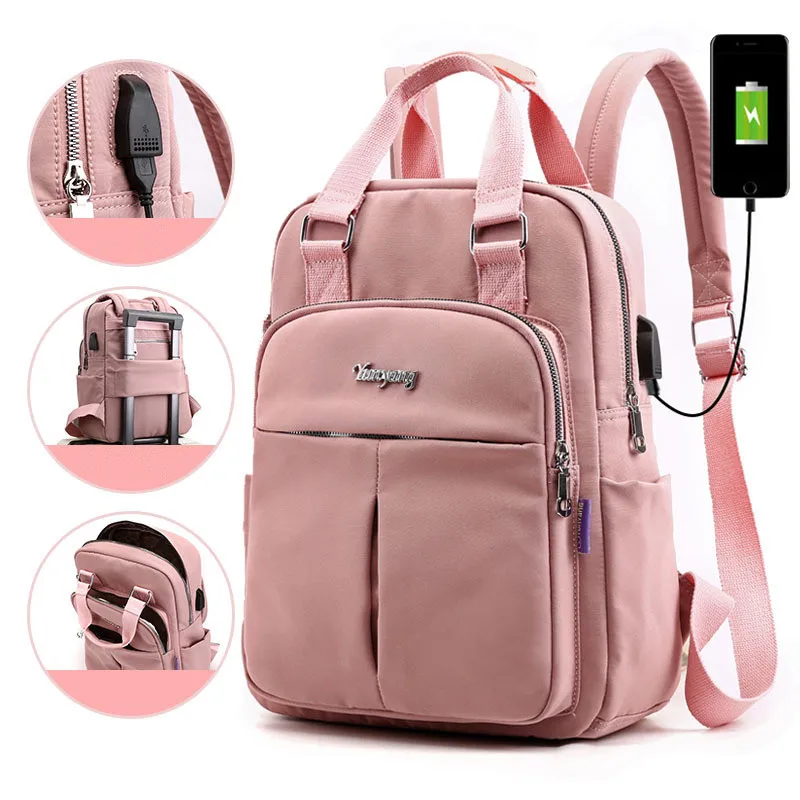 Zaino da donna con ricarica USB zaini da viaggio per ragazze zaini da viaggio di alta qualità zaino da scuola Mochilas per studenti universitari