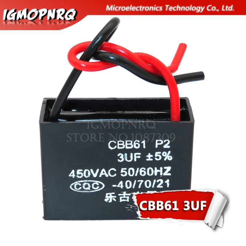 

5pcs CBB61 3uf starting capacitance AC Fan Capacitor igmopnrq 450V CBB Motor Run Capacitor