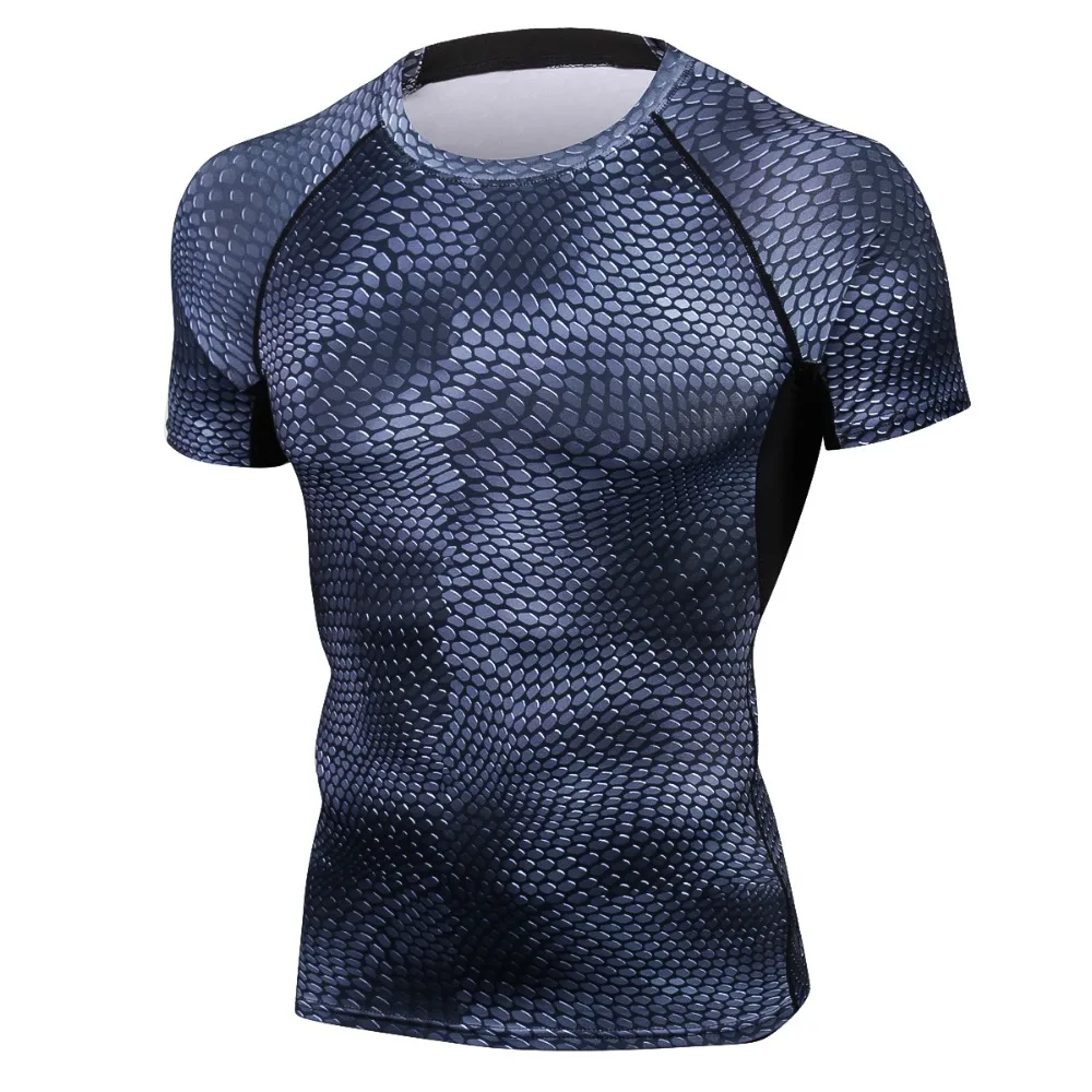 New Quick Dry Man's Serpentin T-Shirt Gyms Fitness Tights Top Fitness Jerseys Men T Shirt Demix Men's Sportswear Rashgard Male