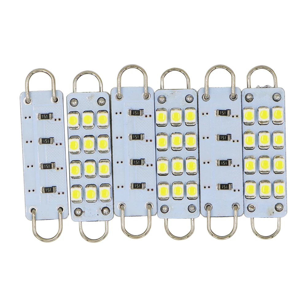 

100x Festoon C5W 44mm LED Car Lights White 12 SMD LED Rigid Loop Dome Map Bulbs 561 562 567 Cargo Light 12V Auto Interior Light