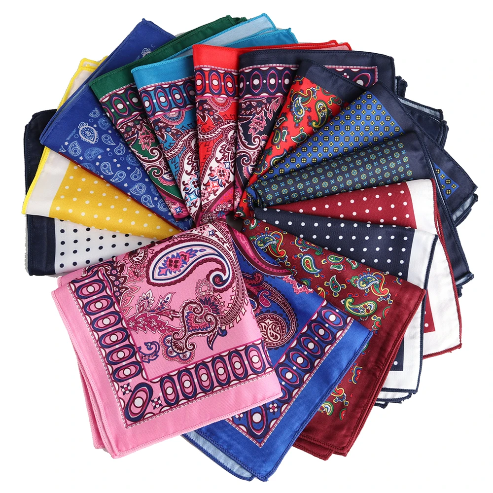 Tailor Smith Style Hankies Vivid Colorful Paisley Pocket Square Vintage Hankerchief Scarves Mens Pocket Fashion Accessories