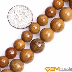 8mm 10mm Round Natural Yellow Petrified Silicified Wood Jaspers Stone Semi Precious Beads Loose Bead For Jewelry Making 15 Inch