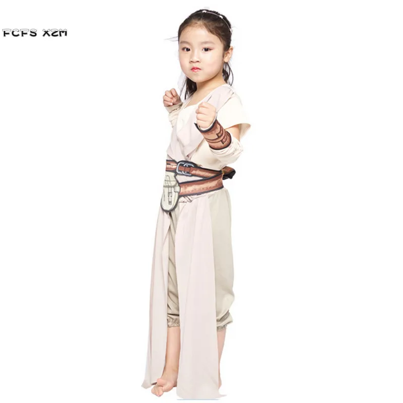 New Child Rey Costume Halloween Jedi Costumes Purim Movie Charater Carnival Cosplay Masquerade masked ball party dress