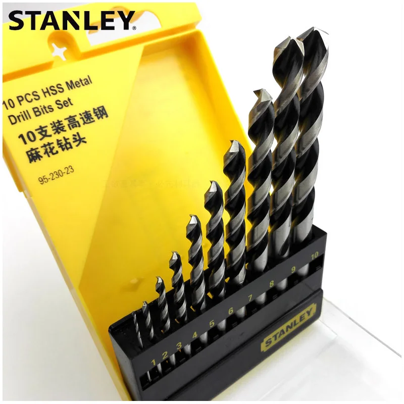 Stanley-Juego de brocas autocentrantes multiusos, conjunto combinado de brocas helicoidales HSS de acero de 1mm a 10mm, 10 unidades