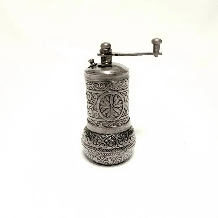 Turkish style manual coffee & spice seasoning  grinder all metal mini table grinder Copper Alloy  Relief Pattern