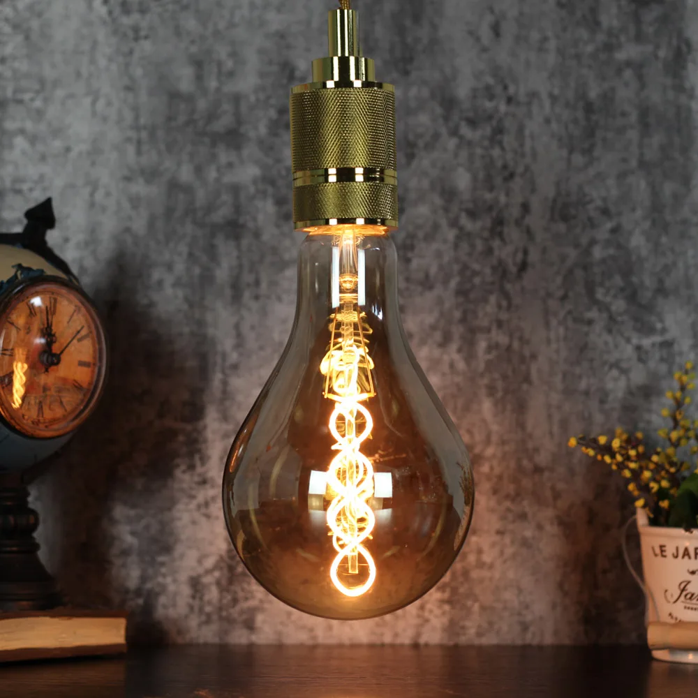 

TIANFAN Edison Bulbs Vintage Light Bulb PS35/A110 Led Bulb Spiral Filament 4W 220/240V E27 Decorative Light Bulb Smoke Glass