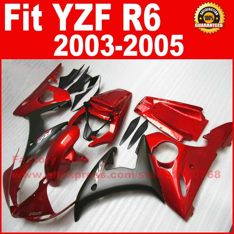 

Customize motorcycle ABS fairings set for 2003 2004 2005 YAMAHA YZFR6 red black YZF R6 03 04 05 fairing kits body repair parts