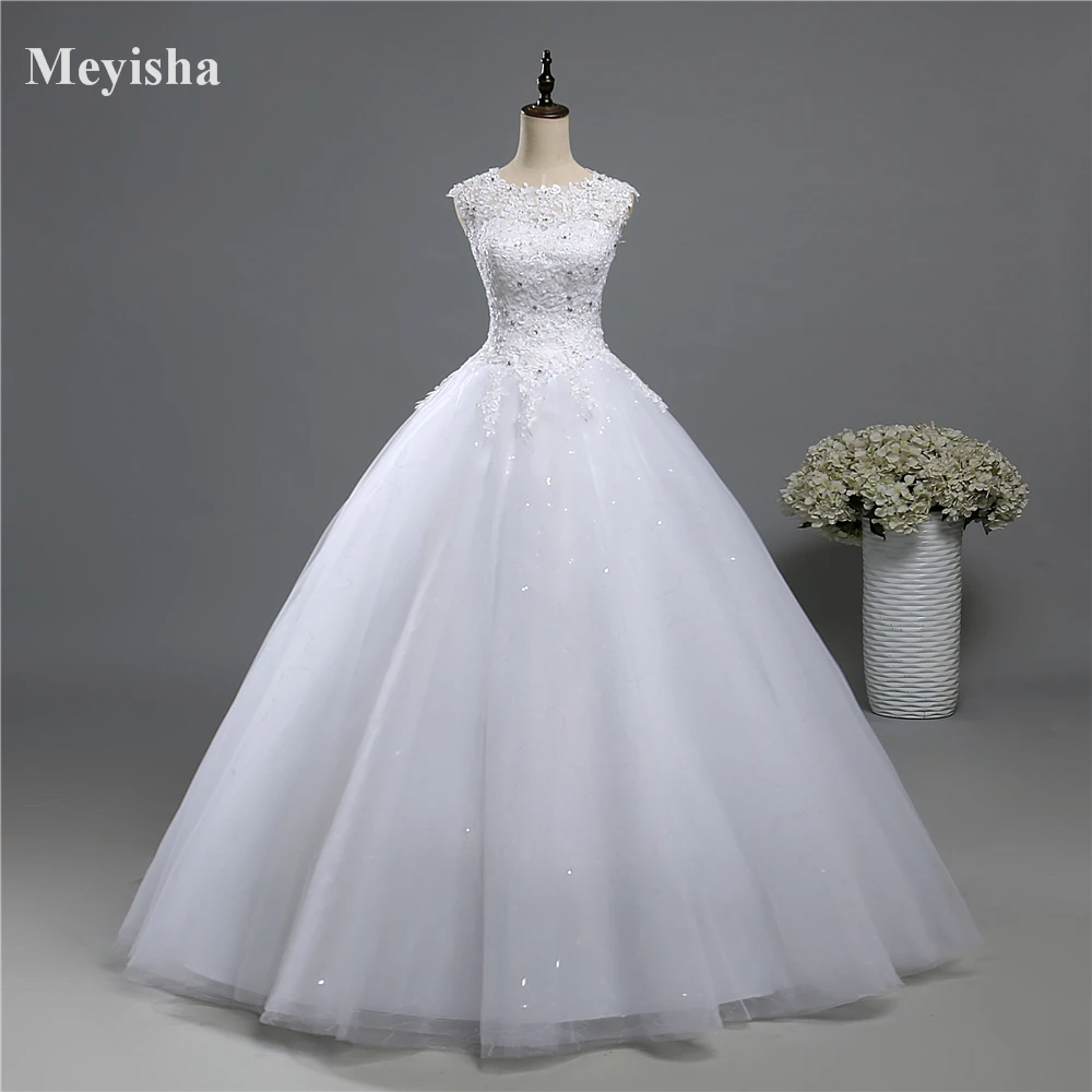 ZJ9139 Ball Gown Real Images Lace Tulle 2023 Wedding Dresses Bridal Dress Plus Size Shine Skirt Crystal Beads