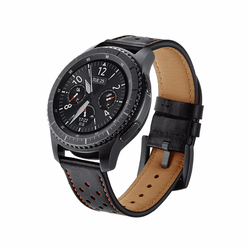 Pulseira de relógio de 22mm para samsung galaxy watch 46mm gear s3 frontier amazfit bip pulseira de couro genuíno retrô huawei gt2 pro