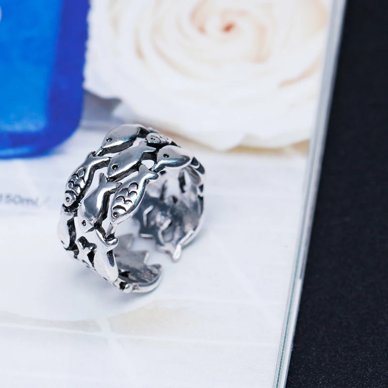 XIYANIKE Silver Color Fish Open Rings For Women Adjustable Wedding Ring Fashion New Jewelry Girls Gift Party